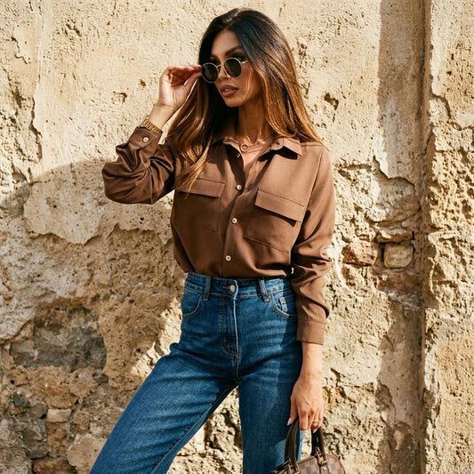 Marvis Mode - Elsel | Langärmlige Geknöpfte Bluse Damen