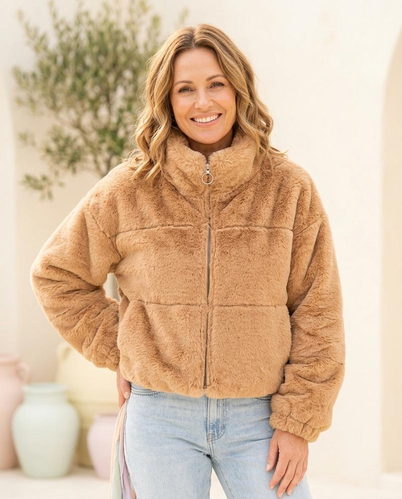 Marvis Mode - Lalev | Plüschig Kurzgeschnitten Jacke Damen