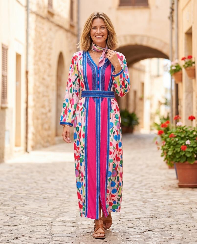 Marvis Mode - Codar | Langärmliges Gemustertes Kleid Damen
