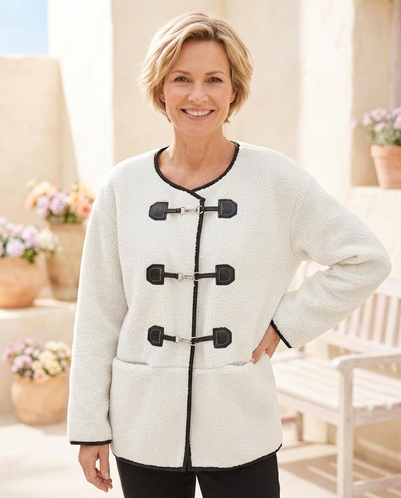 Marvis Mode - Cavel | Plüschig Kragenlos Jacke Damen