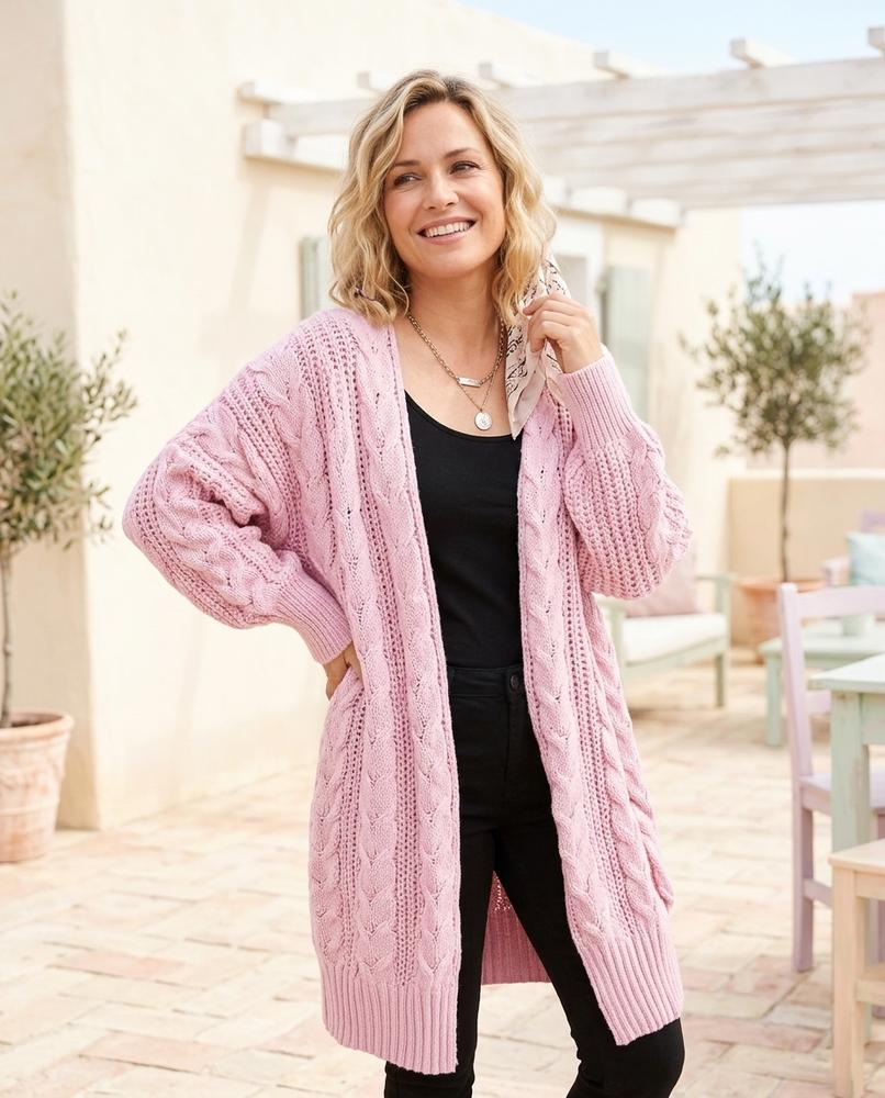 Marvis Mode - Raren | Langer Zopfmuster Cardigan Damen
