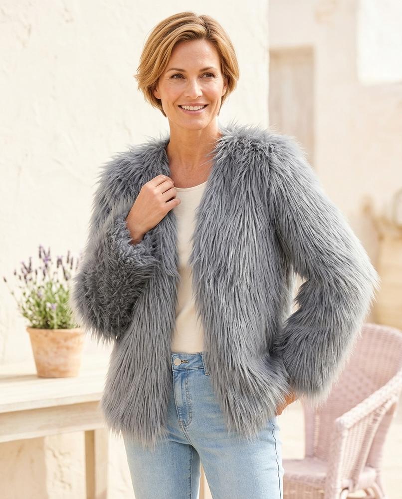 Marvis Mode - Kamon | Langhaarig Verschlusslos Jacke Damen