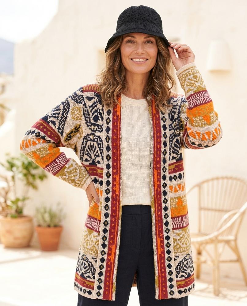 Marvis Mode - Nimar | Gemusterter Langer Cardigan Damen