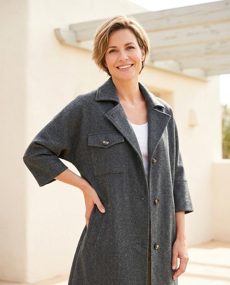Marvis Mode - Maken | Weit Geschnittener Filzartiger Mantel Damen