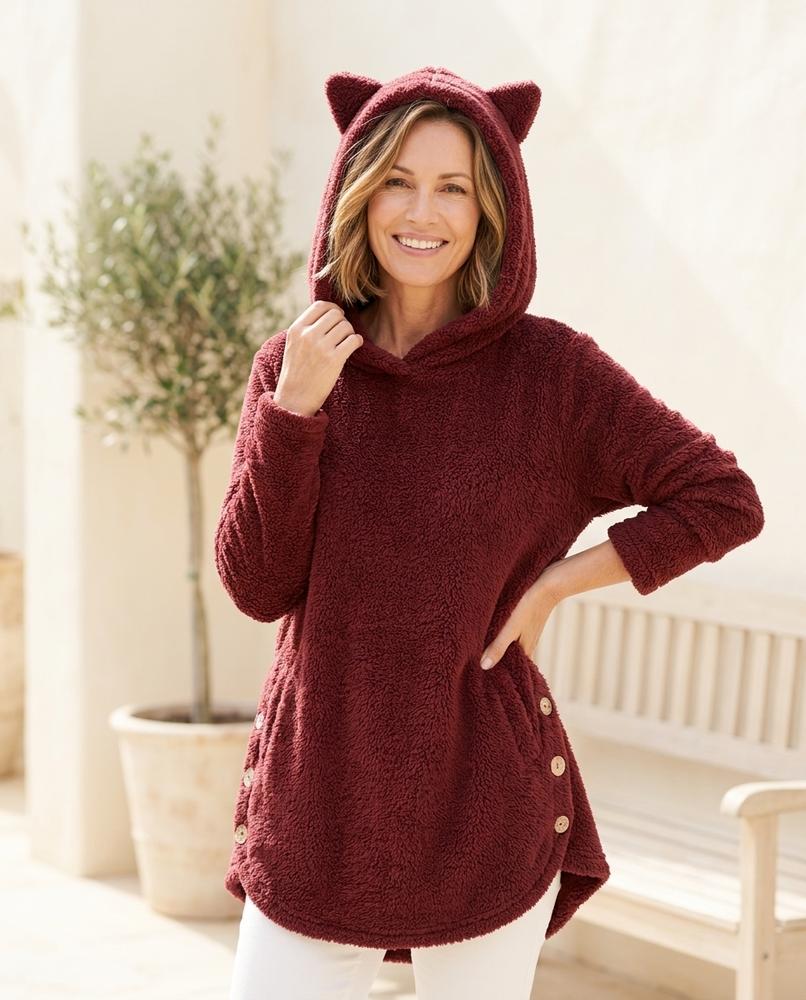 Marvis Mode - Arral | Plüschiger Asymmetrischer Hoodie Damen