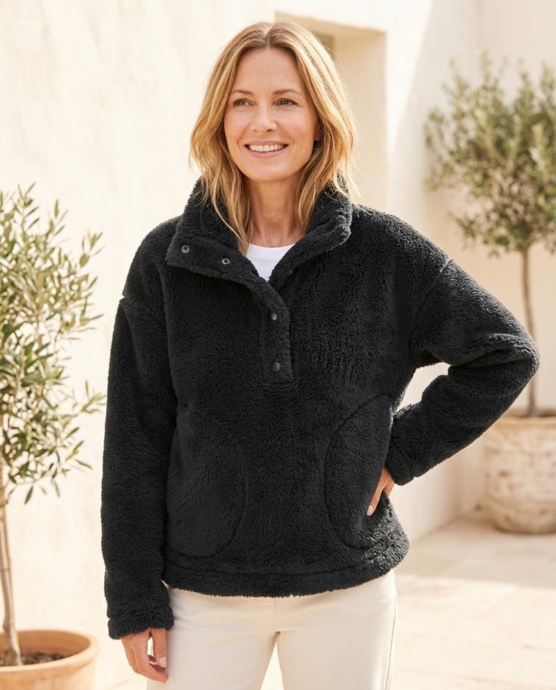 Marvis Mode - Zalan | Hochfloriger Geknöpfter Pullover Damen