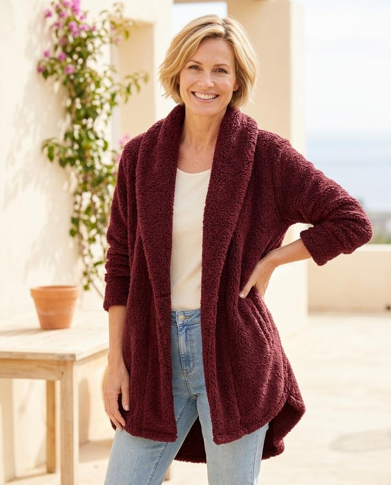 Marvis Mode - Mamar | Asymmetrischer Plüschiger Cardigan Damen