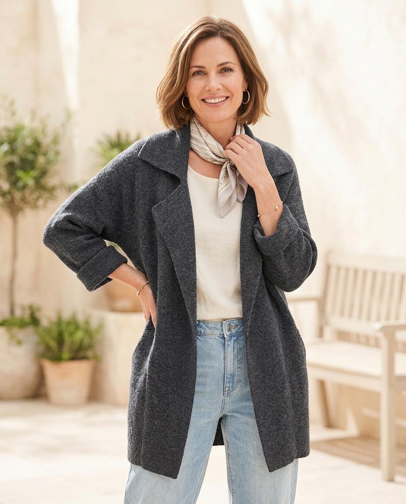 Marvis Mode - Lamir | Offener Strukturierter Mantel Damen