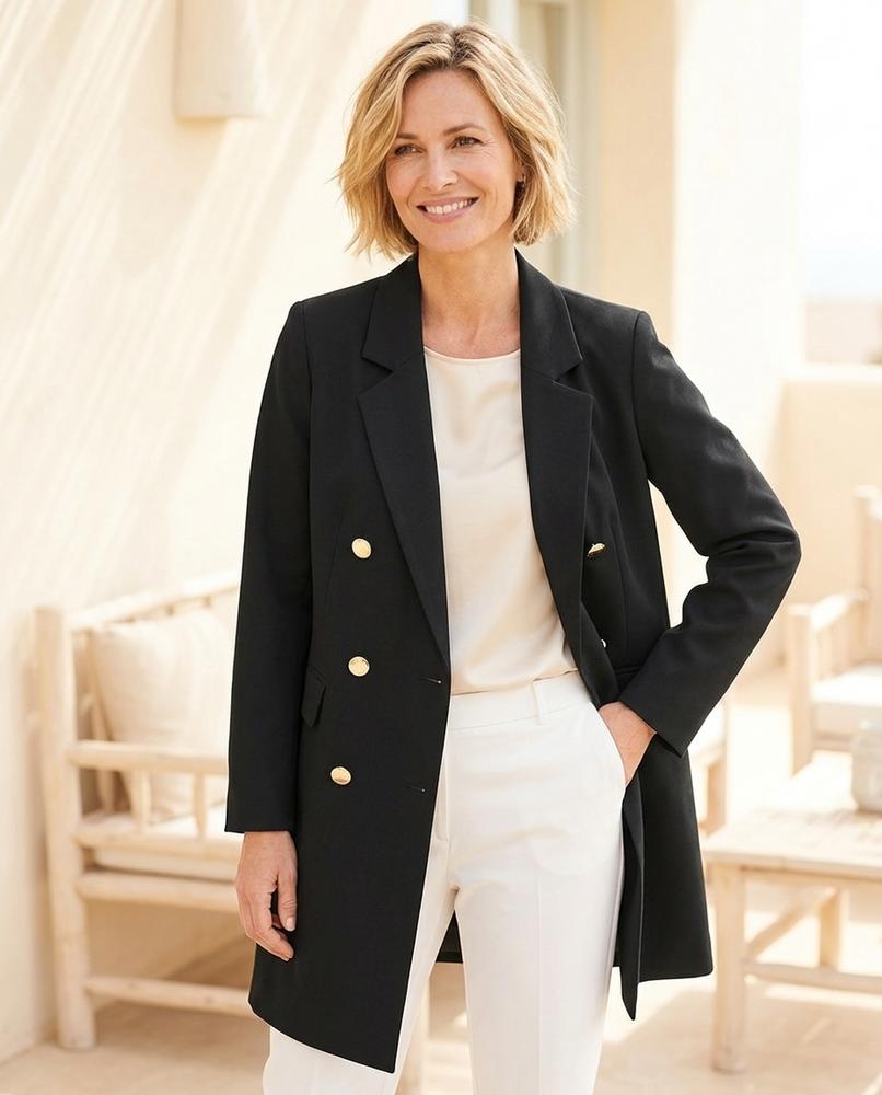 Marvis Mode - Mamin | Doppelreihiger Taillierter Mantel Damen