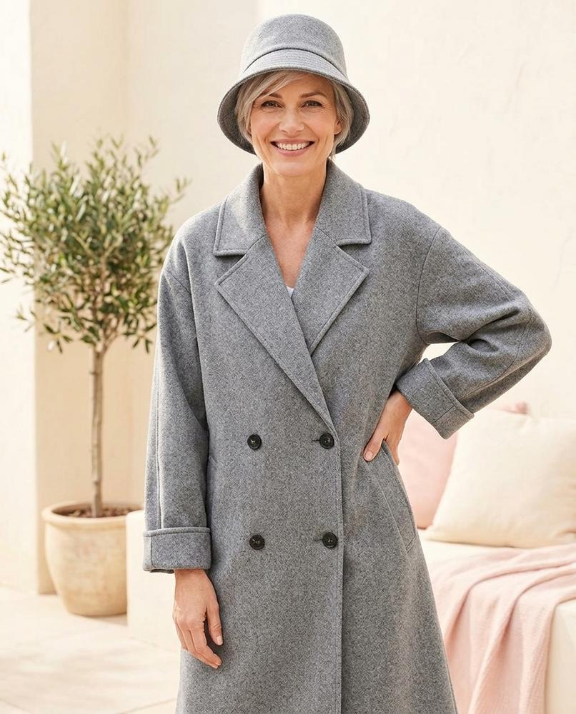 Marvis Mode - Roven | Einreihiger Wollener Mantel Damen