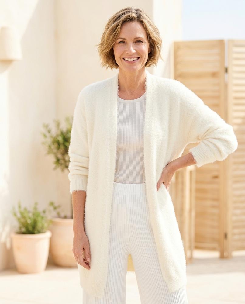 Marvis Mode - Ellev | Langgeschnitten Gestrickt Cardigan Damen