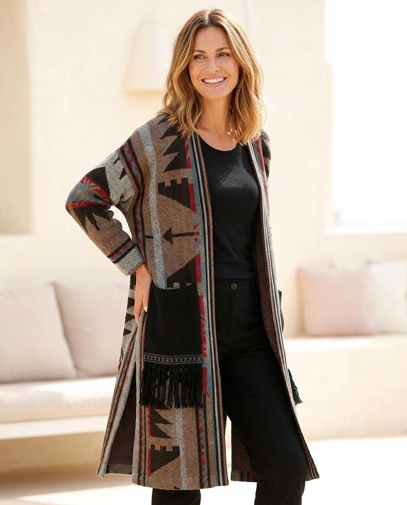 Marvis Mode - Nepos | Gemustert Langärmlig Cardigan Damen