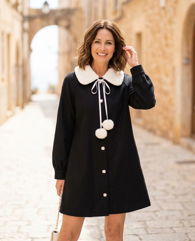 Marvis Mode - Eedak | Verziert Mit Fellkragen Kleid Damen