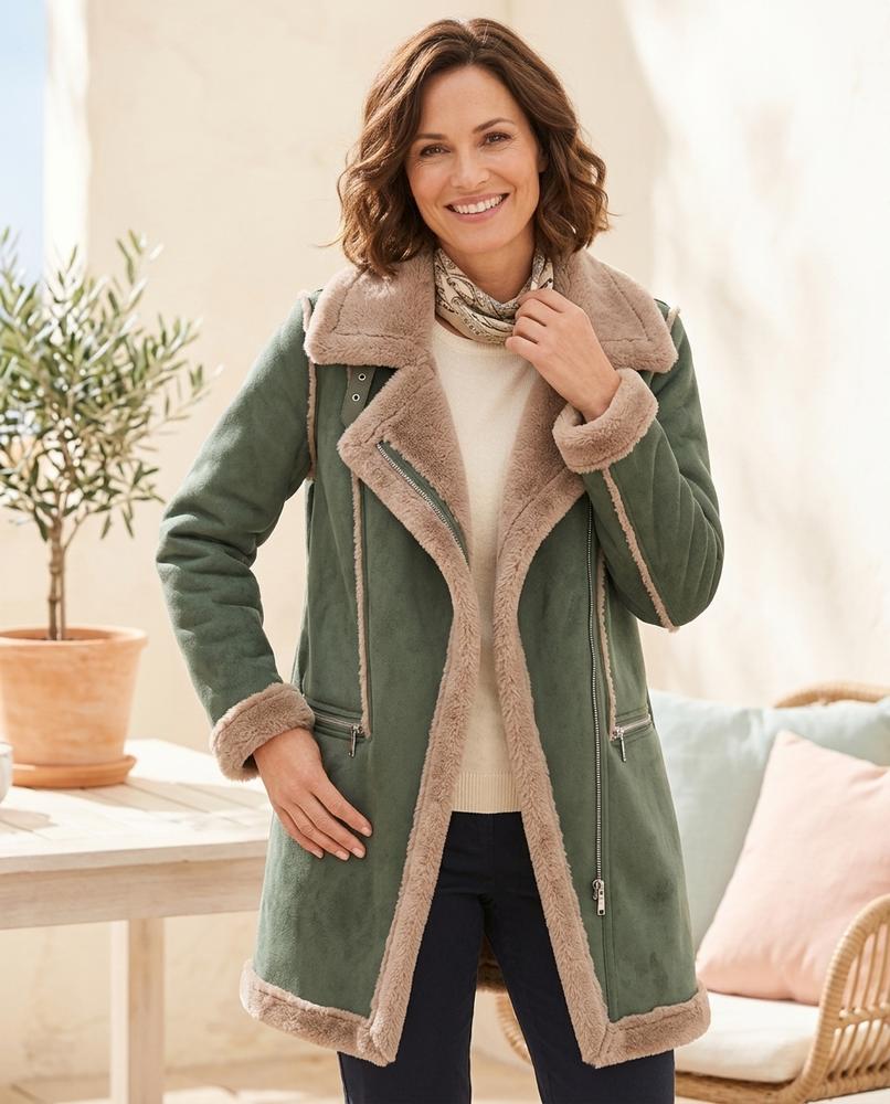 Marvis Mode - Sozur | Gefütterter Asymmetrischer Mantel Damen