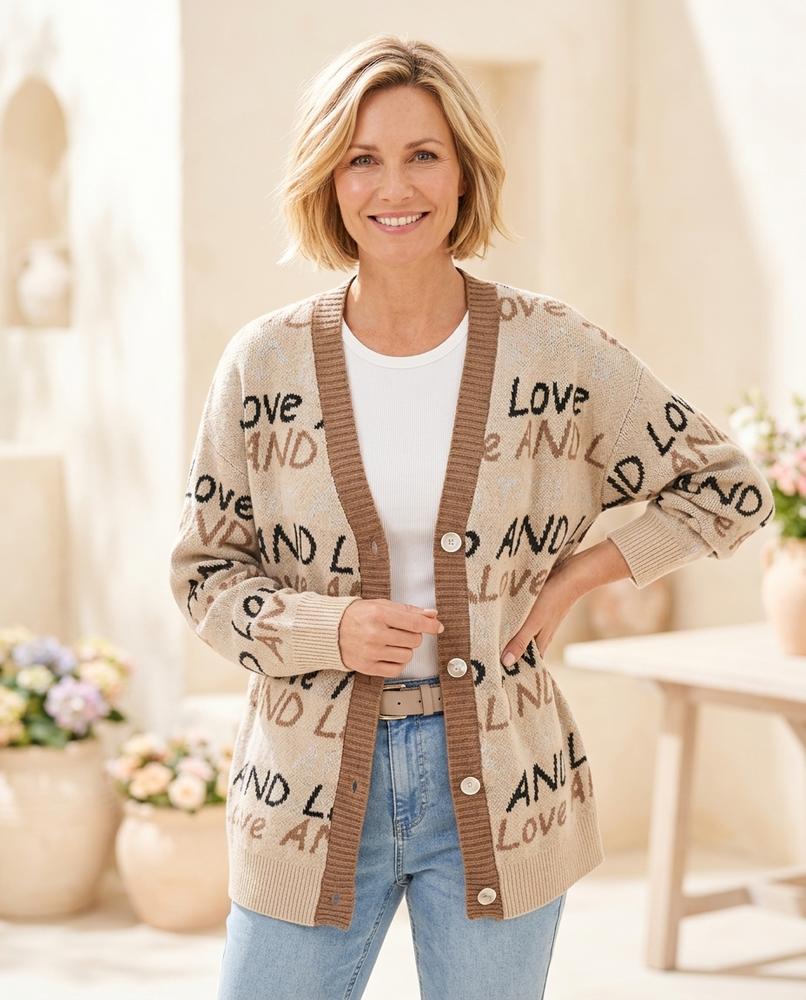 Marvis Mode - Yibod | Langärmlig Gemustert Cardigan Damen