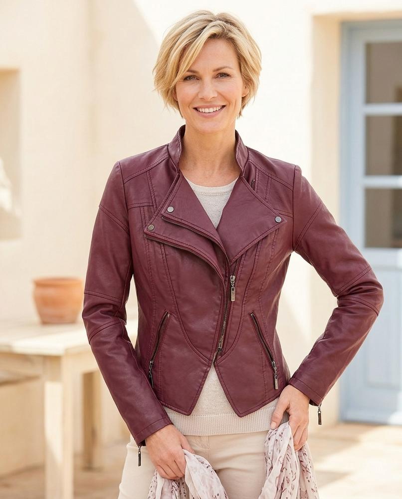 Marvis Mode - Nulun | Asymmetrisch Tailliert Lederjacke Damen
