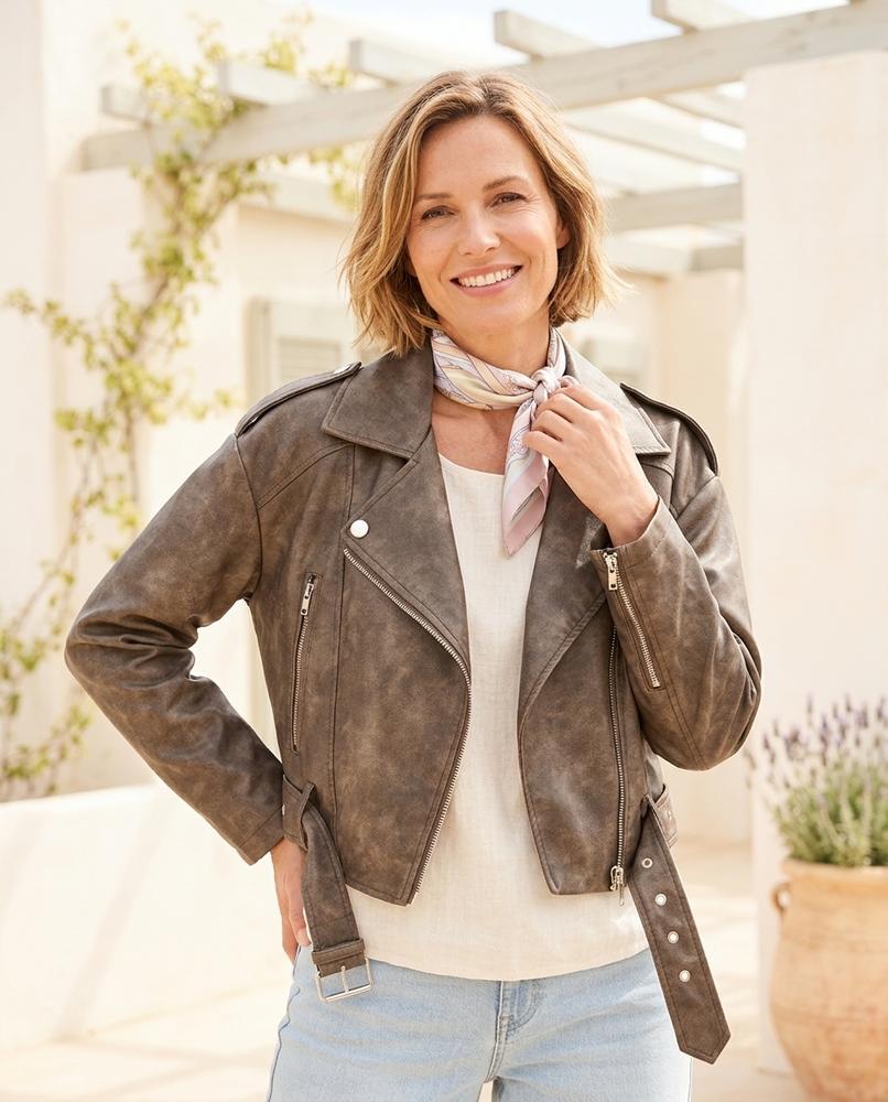 Marvis Mode - Luruv | Matte Gegürtete Lederjacke Damen