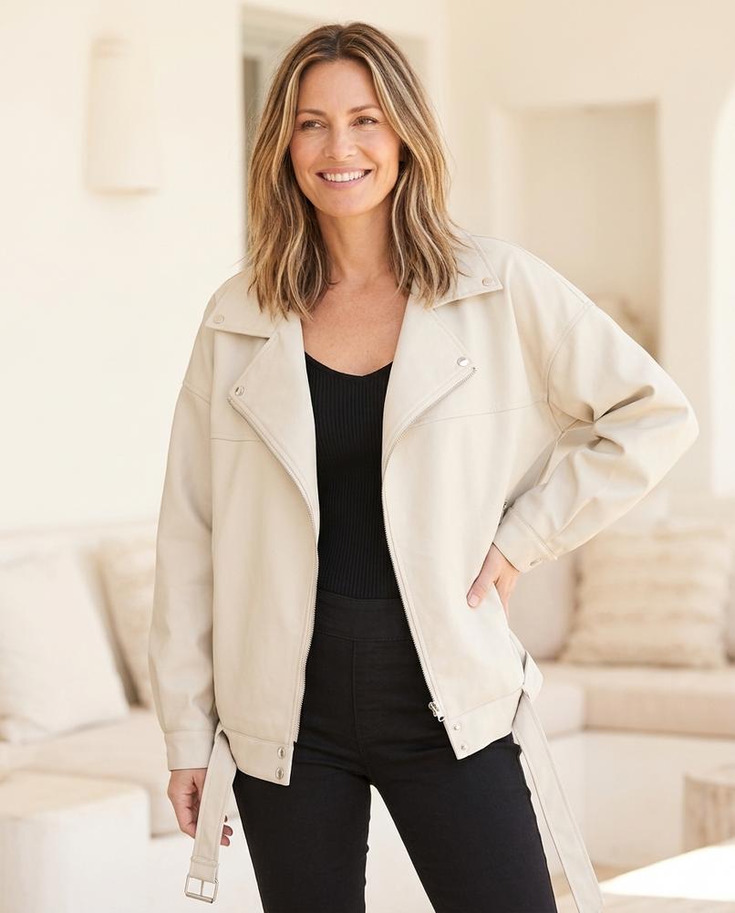 Marvis Mode - Liket | Oversized Asymmetrisch Lederjacke Damen