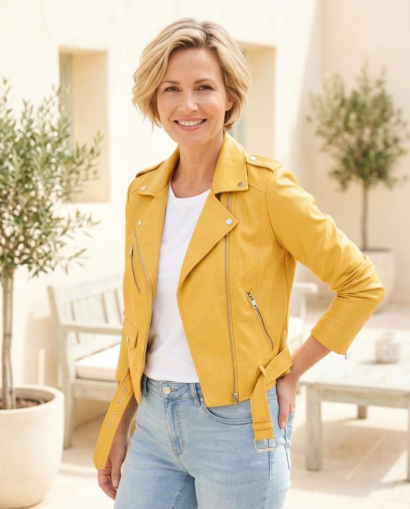 Marvis Mode - Ziral | Asymmetrisch Tailliert Lederjacke Damen
