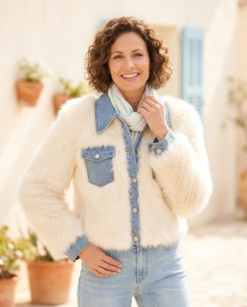 Marvis Mode - Sepat | Pelzbesetzte Kontrastierende Jacke Damen