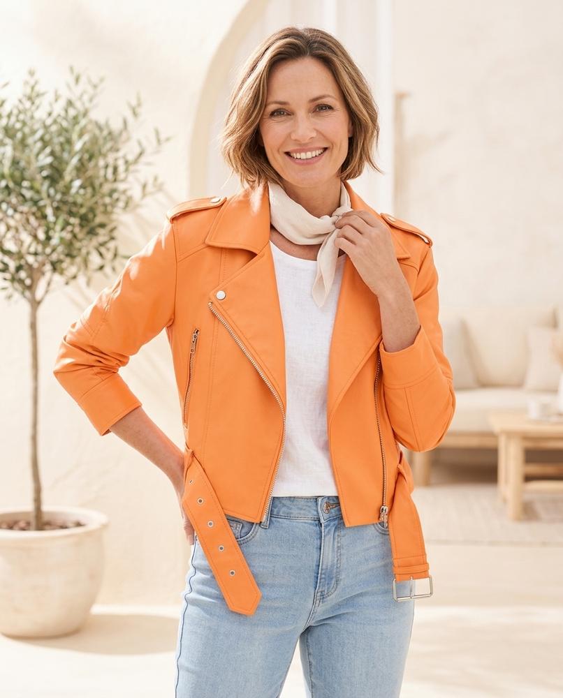 Marvis Mode - Cisin | Kurzgeschnittene Gegürtelte Lederjacke Damen