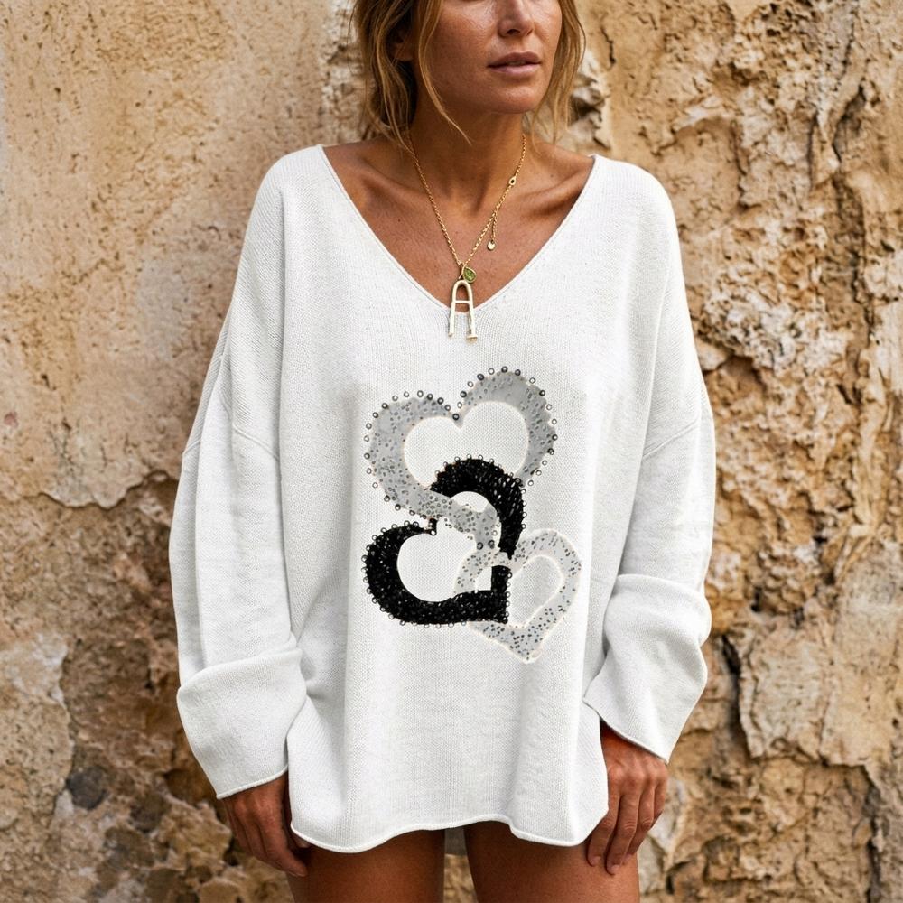 Marvis Mode - Zever | Verzierter Gestrickter Pullover Damen