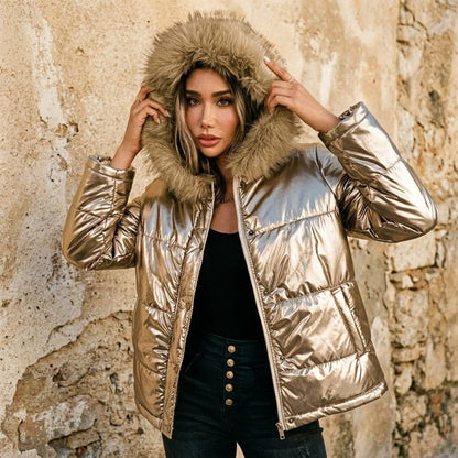Marvis Mode - Alser | Gefütterte Metallische Jacke Damen
