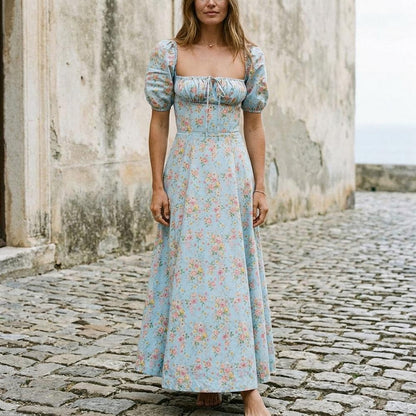 Marvis Mode - Catir | Kurzärmliges Geblümt Kleid Damen