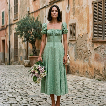 Marvis Mode - Catir | Kurzärmliges Geblümt Kleid Damen