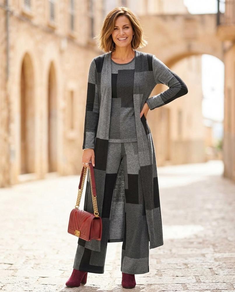 Marvis Mode - Arvin | Geblockt Lang Cardigan Damen