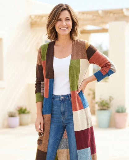 Marvis Mode - Arvin | Geblockt Lang Cardigan Damen