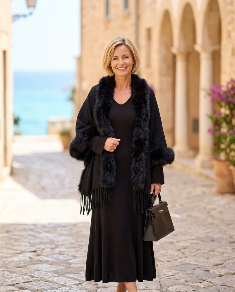 Marvis Mode - Ninal | Fellbesetzt Offen Cardigan Damen