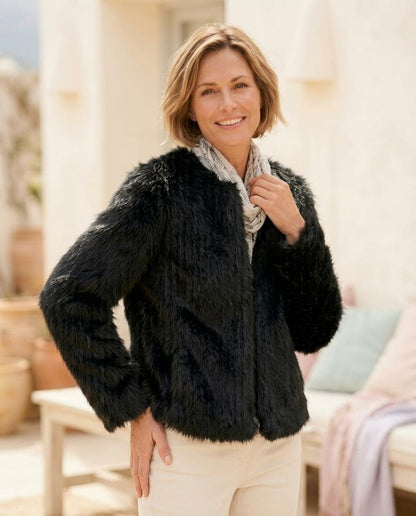 Marvis Mode - Sekar | Kragenlose Plüschige Jacke Damen