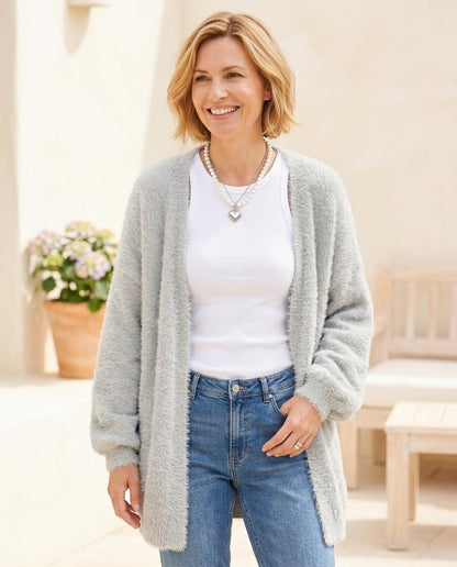Marvis Mode - Nomor | Flauschiger Langer Cardigan Damen