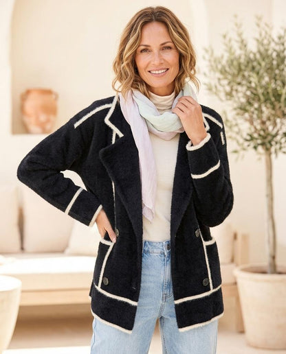Marvis Mode - Laren | Gestreifte Flauschige Strickjacke Damen