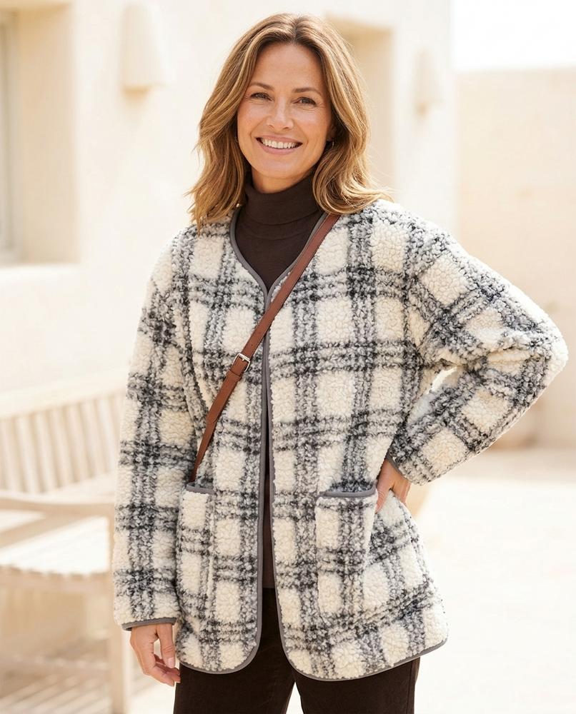 Marvis Mode - Davel | Kariert Kragenlos Jacke Damen