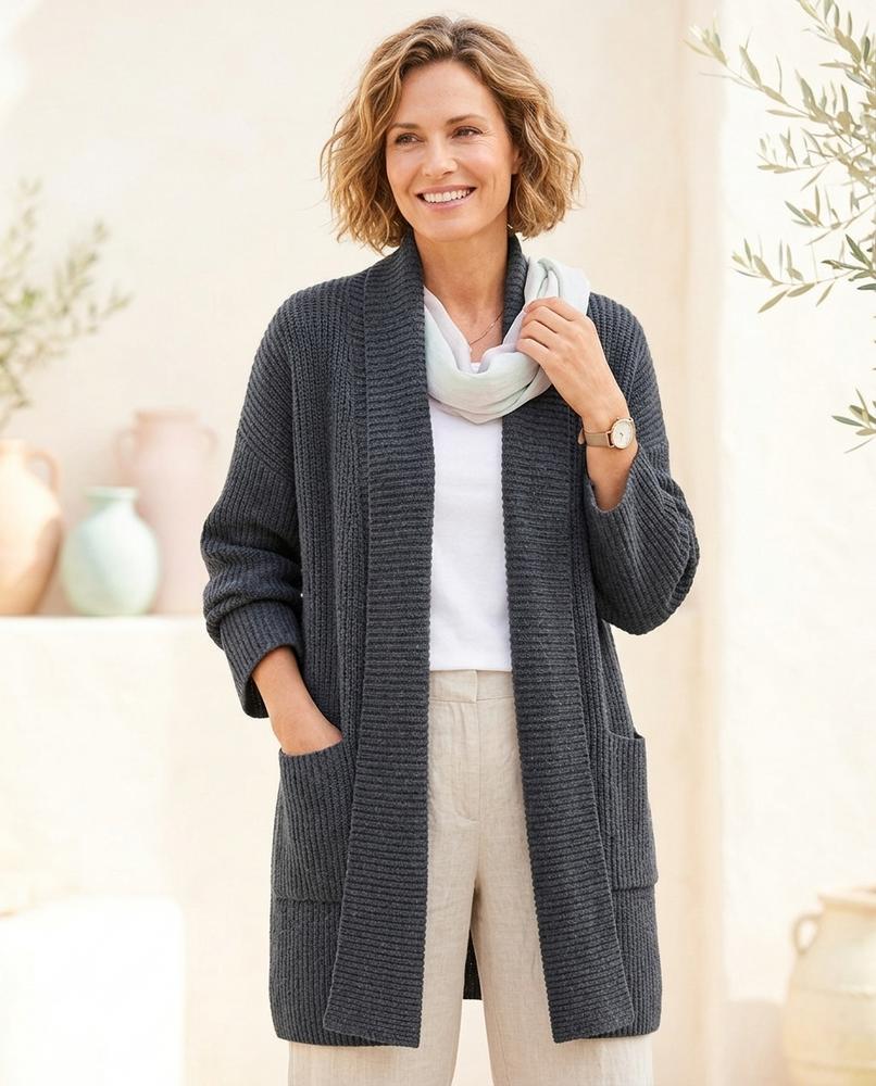 Marvis Mode - Timer | Gerippte Lange Strickjacke Damen