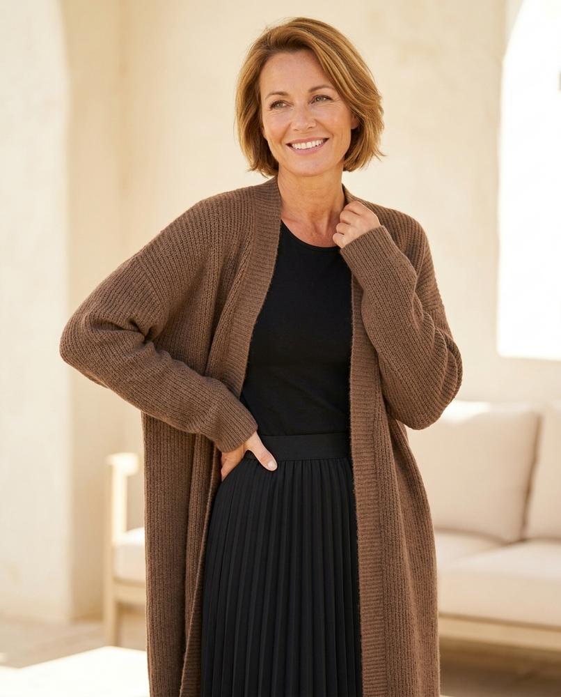Marvis Mode - Yonav | Langgeschnitten Gerippt Cardigan Damen