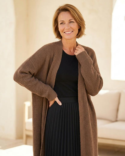 Marvis Mode - Yonav | Langgeschnitten Gerippt Cardigan Damen