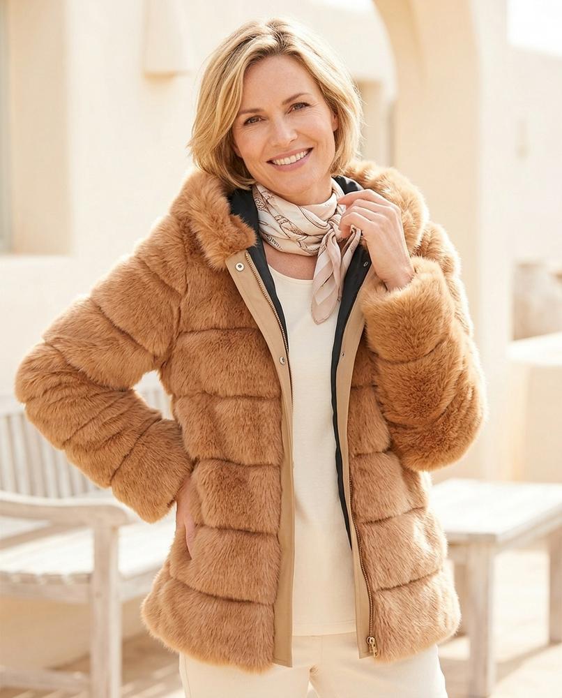 Marvis Mode - Vezan | Plüschiger Gefütterter Mantel Damen