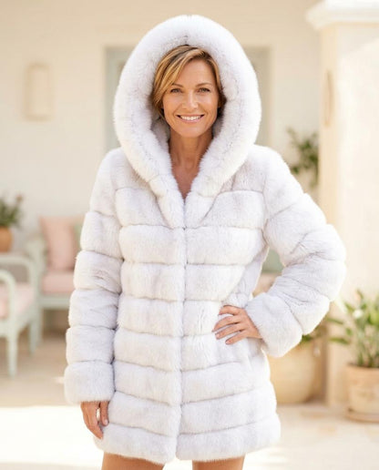Marvis Mode - Vezan | Plüschiger Gefütterter Mantel Damen