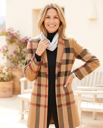 Marvis Mode - Casol | Gemusterter Taillierter Mantel Damen