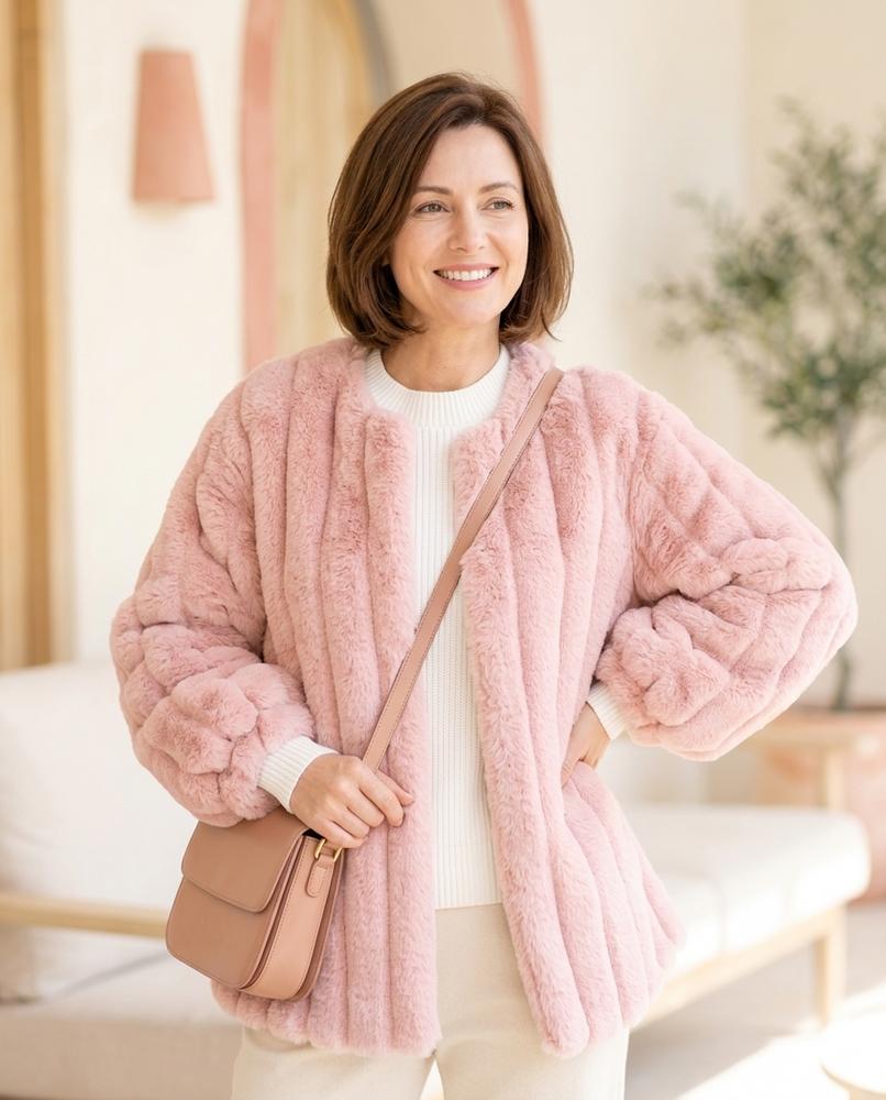 Marvis Mode - Vamar | Flauschig Hochschließend Mantel Damen