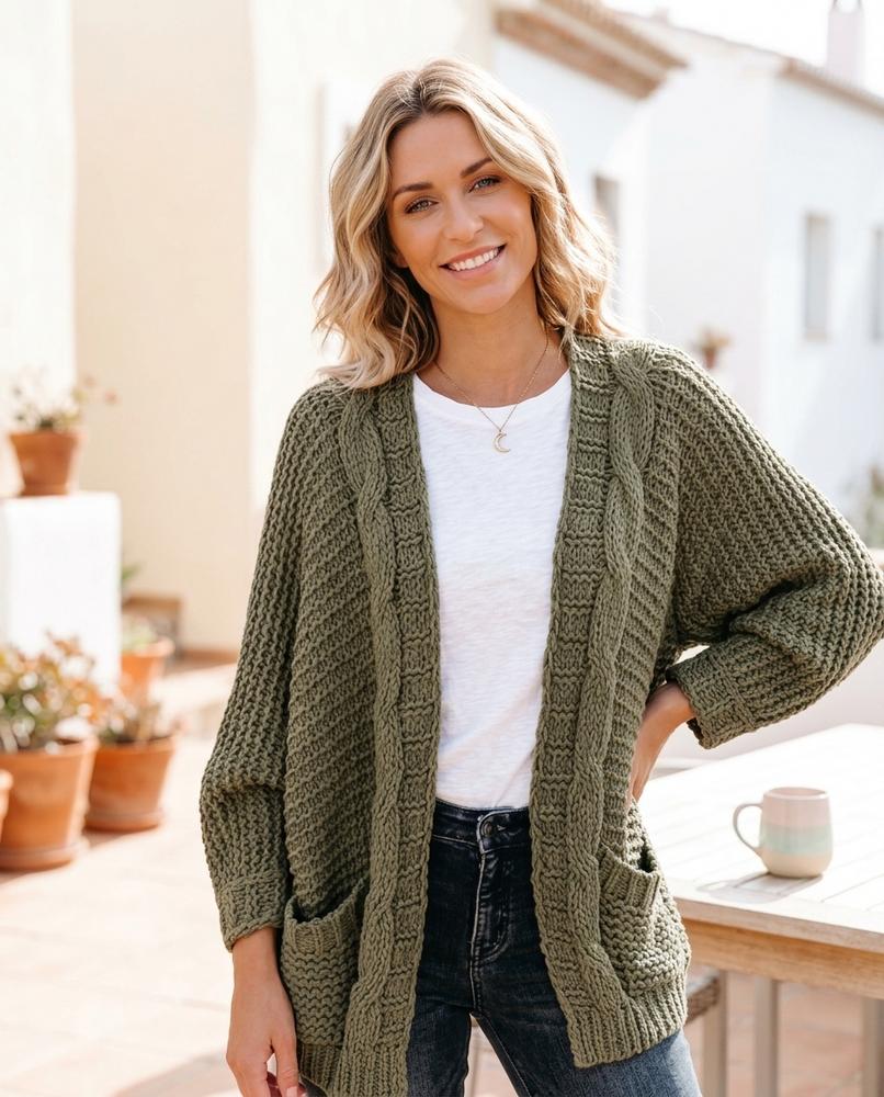 Marvis Mode - Lesan | Grobgestrickt Offen Cardigan Damen