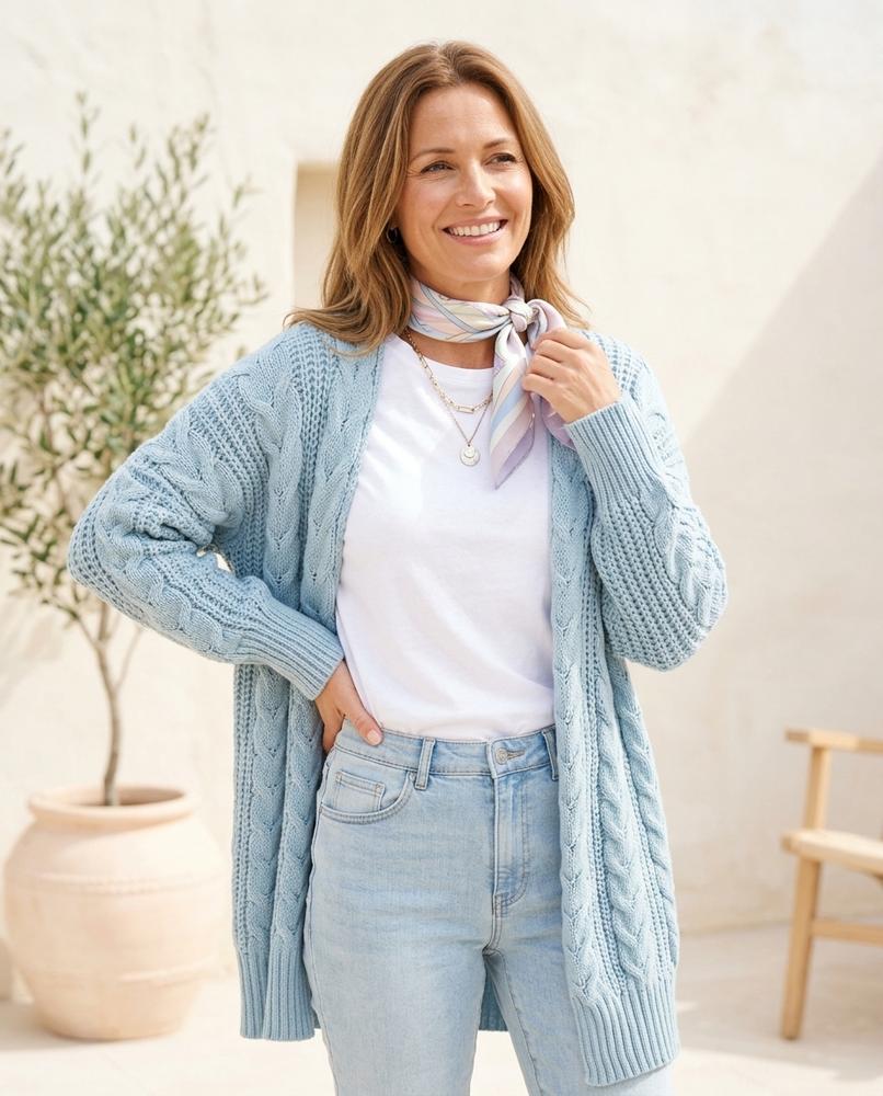 Marvis Mode - Raren | Langer Zopfmuster Cardigan Damen