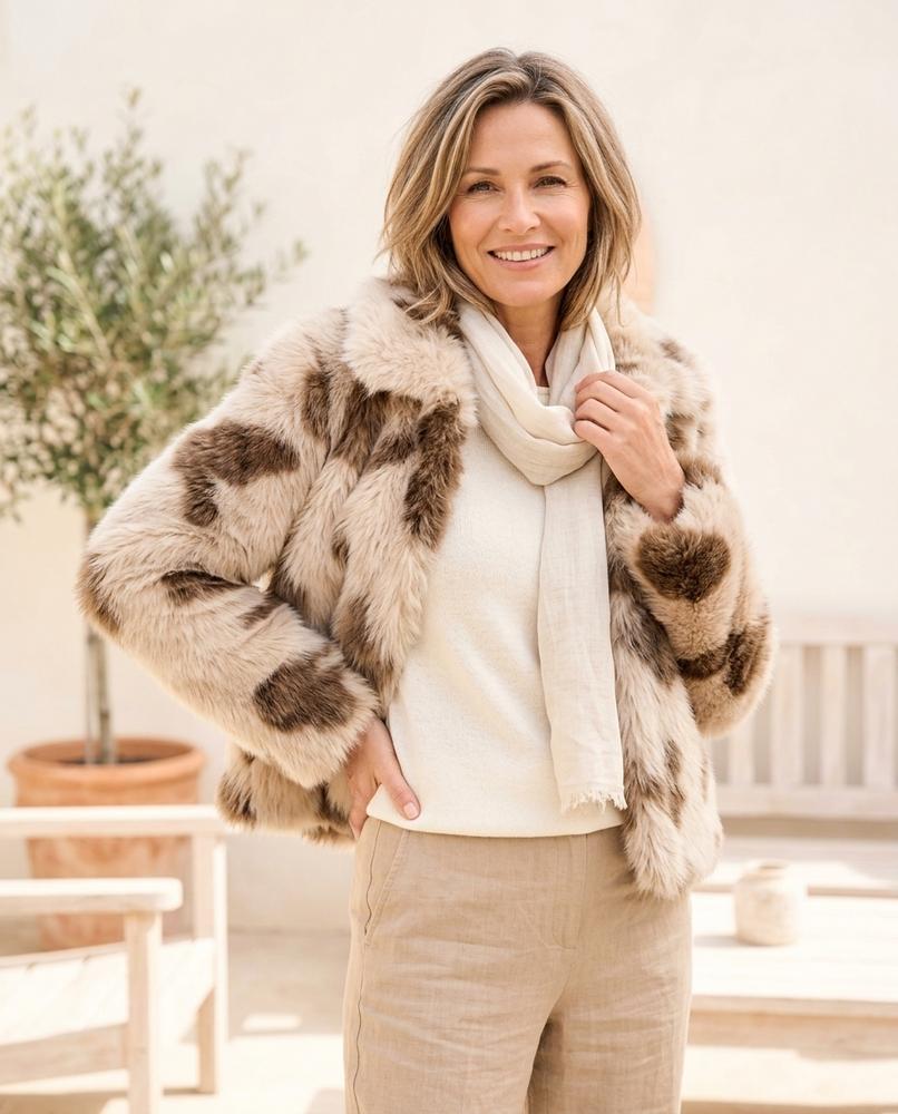 Marvis Mode - Vizan | Gemustert Kragenlos Jacke Damen