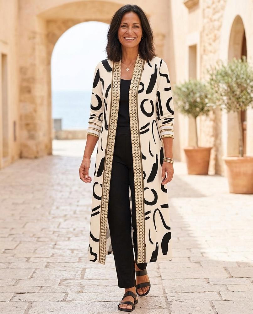 Marvis Mode - Taver | Gemustert Lang Cardigan Damen