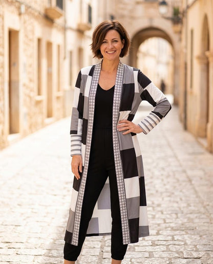 Marvis Mode - Taver | Gemustert Lang Cardigan Damen