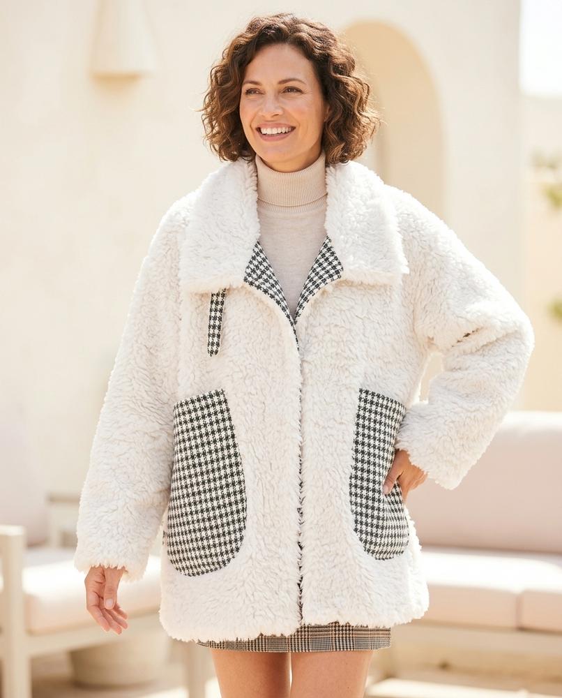 Marvis Mode - Cover | Flauschig Gemustert Jacke Damen
