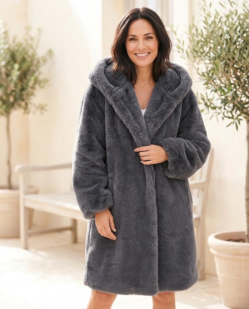 Marvis Mode - Tiram | Plüschig Lang Mantel Damen